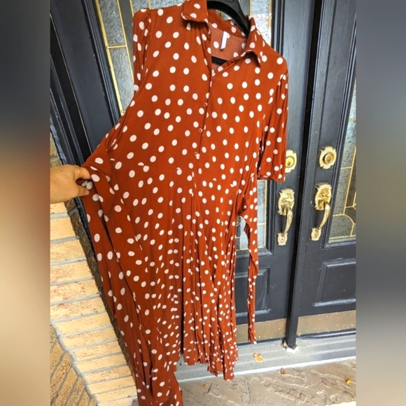 Brown and Cream Polka Dot Maxi Dress - Picture 6 of 9
